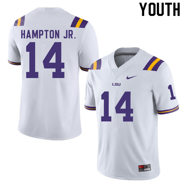 Youth #14 Maurice Hampton Jr. LSU Tigers College Football Jerseys Sale-White